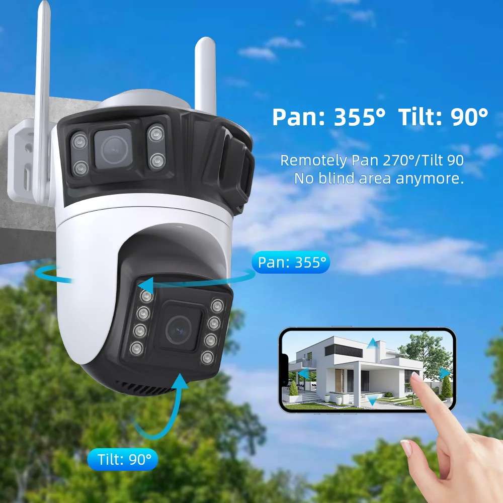 Icsee Three Lens 9mp Cctv Camera Wifi Human Detection Two-Way Audio  Security System Ip Surveillance Camera 4k Wireless