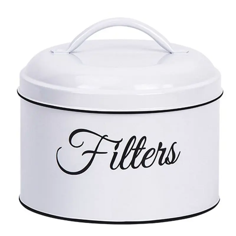 AEE4-Coffee Filter Holder, Basket Coffee Filter Storage With Lid, Round Coffee Filter Container For Counter