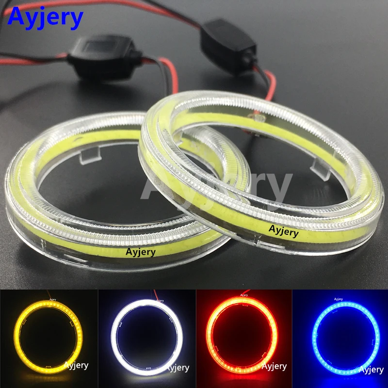 2X COB LED Angel Eyes Faro 12V Halo Anelli Con Copertura 60/80/95/100/120mm Auto Corsa Diurna Moto DRL Luce Fendinebbia
