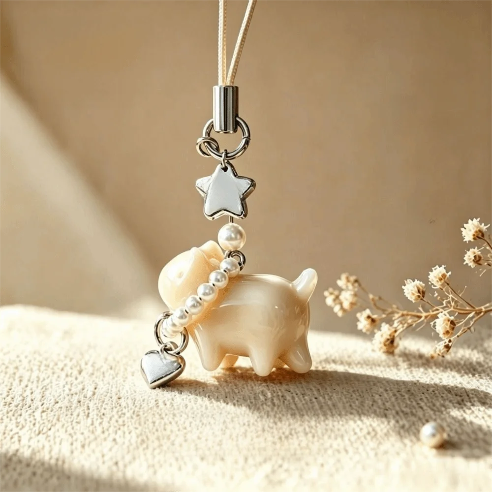 Color Changing Cat Pearl Pendant Pearl Detail Delicate Zodiac Cat Hanging Ornament Well-Made Bag Accessory Hanging Ornament