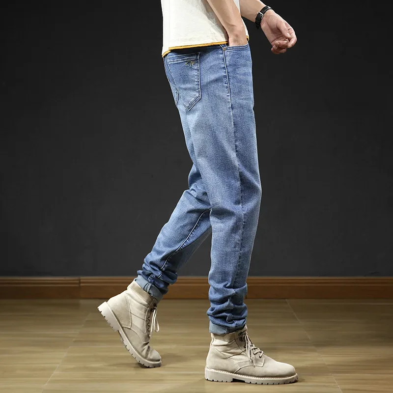 Big Clothes Tall Men Jeans Straight Slim Fit Stretch Extra Long Length Denim Pants Male 115cm 120cm 190cm 200 Cm Cowboy Trousers