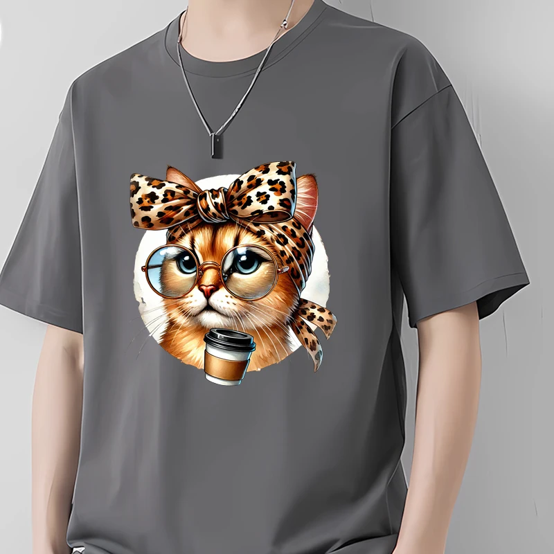 15types cartoon animal coffee cats Leopard DTF Thermo Sticker Decals Heat Transfer Clothes Clothing Crafts Ironing Diy Accessory view 5