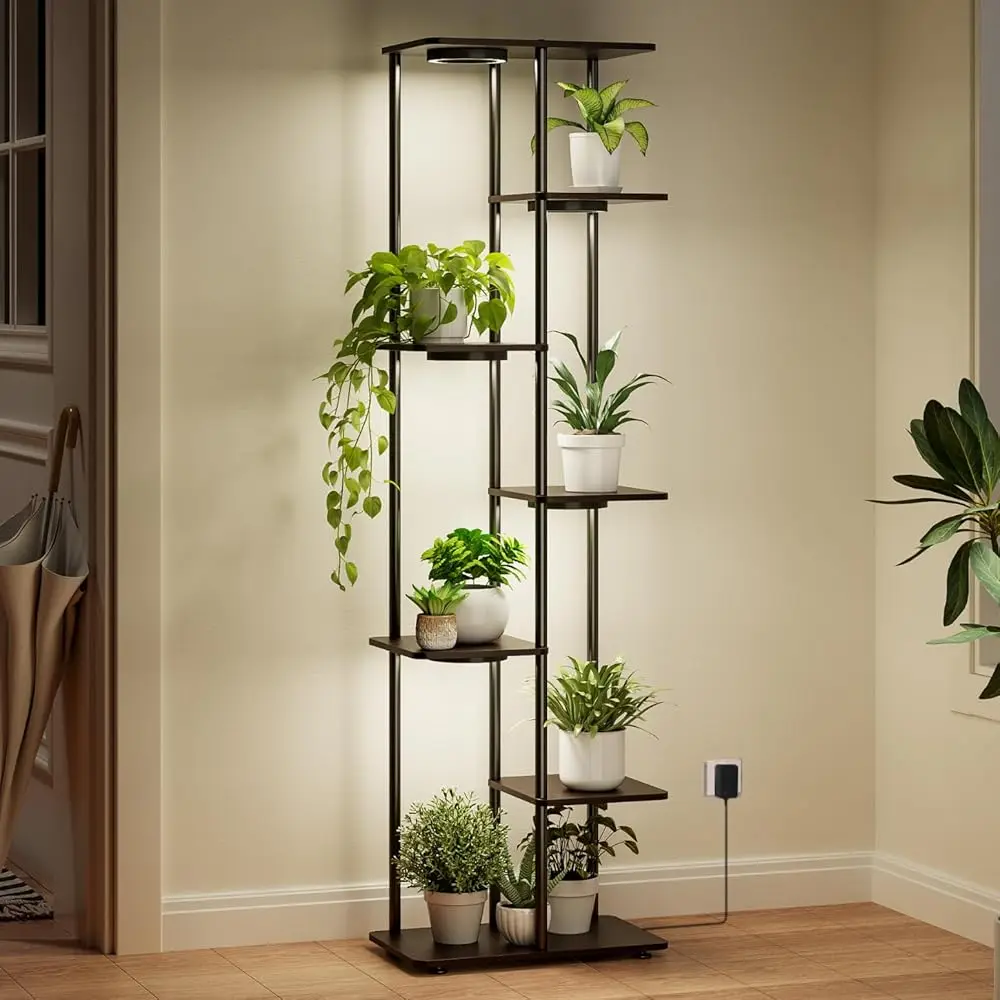 

Plant Stand Indoor With Grow Light, 53"" High Indoor Plant Shelf, 7 Tier Flower Stand With Plant Light Full Spectrum, Metal