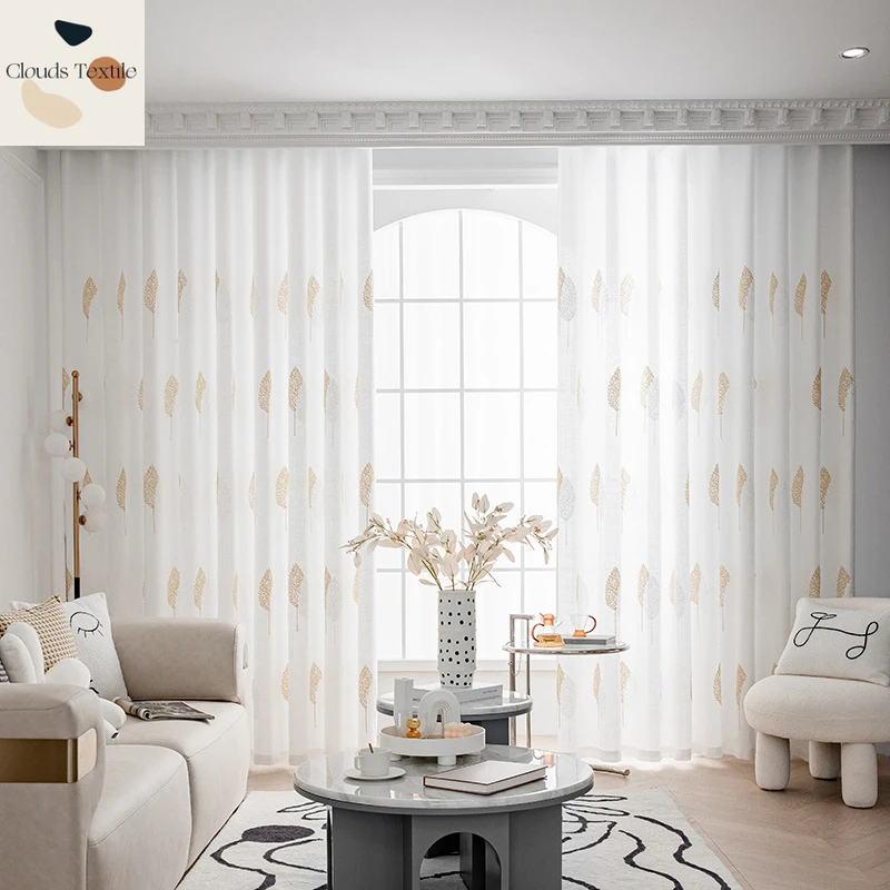 1PC Embroidery Tulle Window Screen Curtains for Living Room Bedroom Floating  Balcony PartitionTranslucent Opaque Gauze