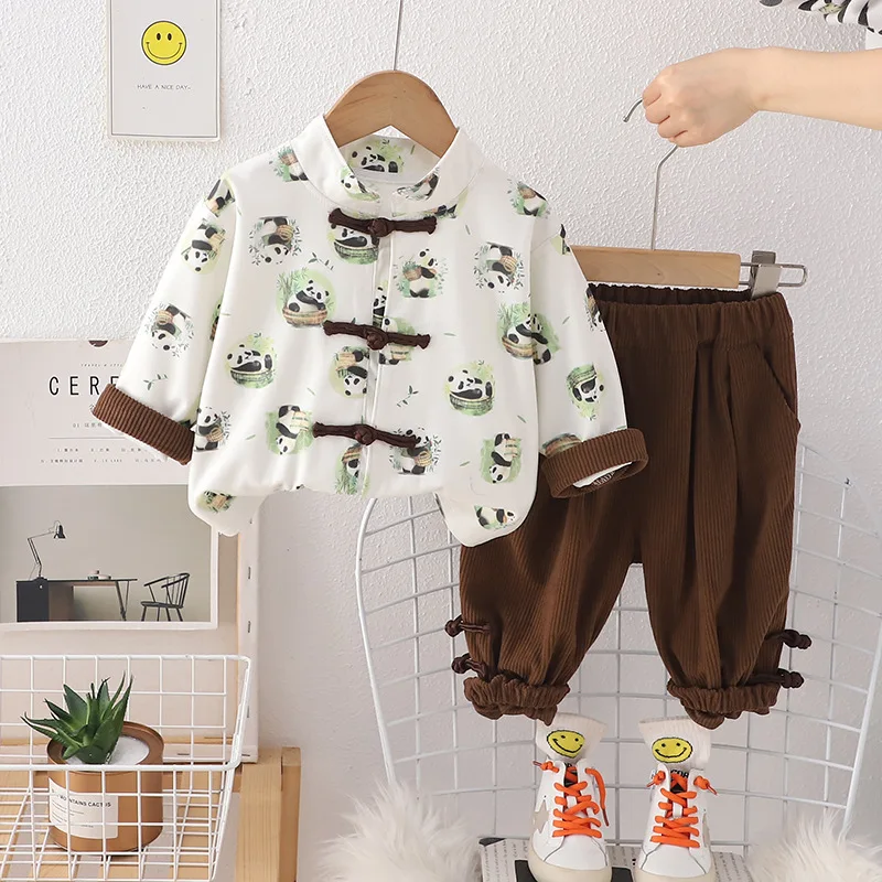 

Children's Wear Boys' Autumn Clothing Set Boy Baby Chinese Style Spring and Autumn Long-sleeved Shirt Two-piece Suit