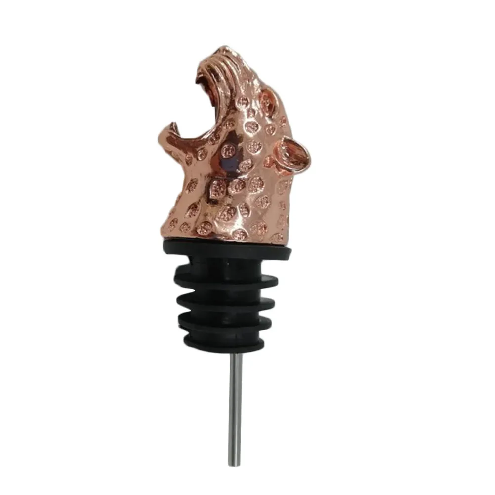 Alloy Leopard Head Wine Pourer Animal Bottle Stopper Creative Wine Aerator Party Bar Restaurant Favors Random Color