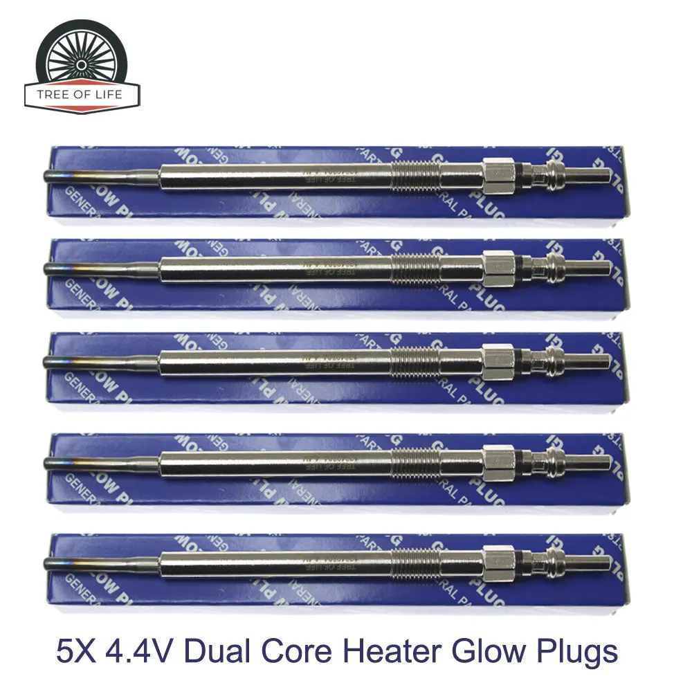 5x 4.4V Dual Core Heater Glow Plugs 12640384 8653880 46072015F For VOLVO XC60 XC90 I S80 II (AS) V50 (MW) 2.4 D D3 D5