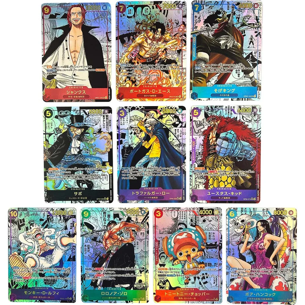 10 Stks/set Opcg Manga-Verzamelkaart Aap D.Luffy Boa · Hancock Portgas D Ace Refractieve Kleur Flash-Kaart Kindergeschenken 63*88Mm