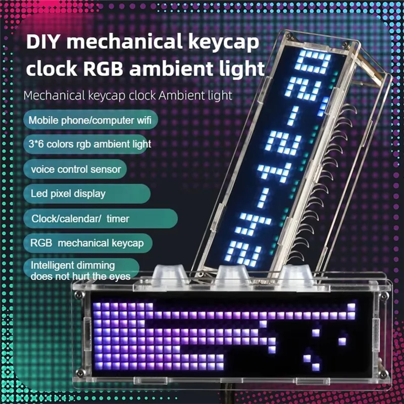 Reliablergb Ambient Light With Mechanical Keycap Clock Support Timer 3 X 6 Color Lighting Effect Wifi Connect Mobile Phone PC