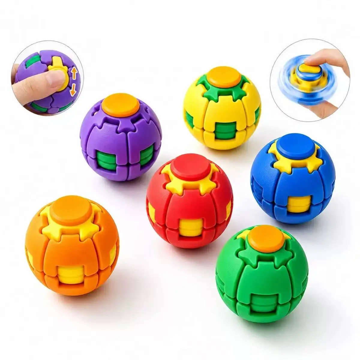 Trendy Educational Toys Rotating 3D Stress Relief Ball Pressing Fingertip Gyroscope Toy Carry With You At all Times Soothing Toy