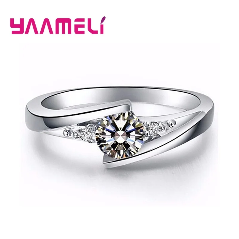 Cute Female Small Round Zircon Stone Ring Vintage 925 Sterling Silver Wedding Jewelry Promise Crystal Engagement Bague for Women