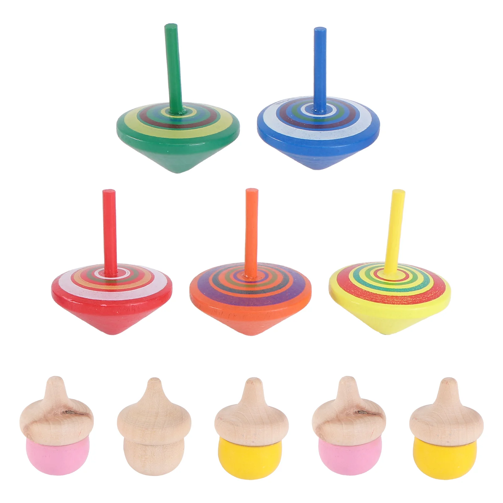 

10 Pcs Spinning Top Toy Children Cartoon Tops Funny Wooden Kids Educational Toys Toddler