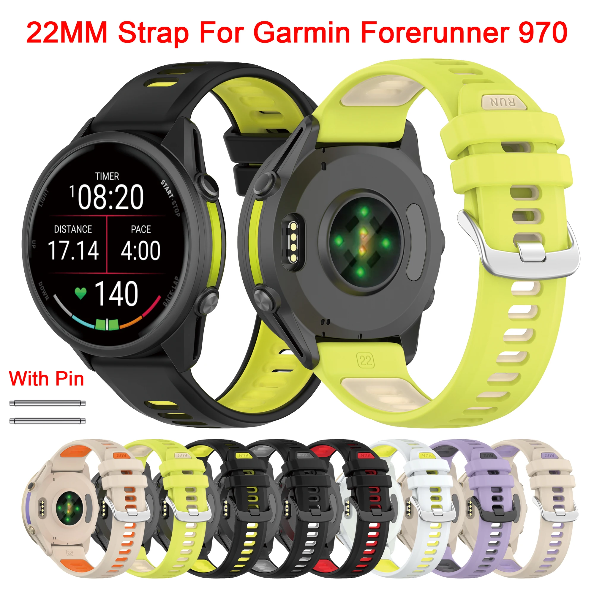 

22mm Watchband For Garmin Forerunner 970 965 955 570 47MM 935 945 265 255 Strap Silicone Sports Bracelet For Garmin vivoactive 4