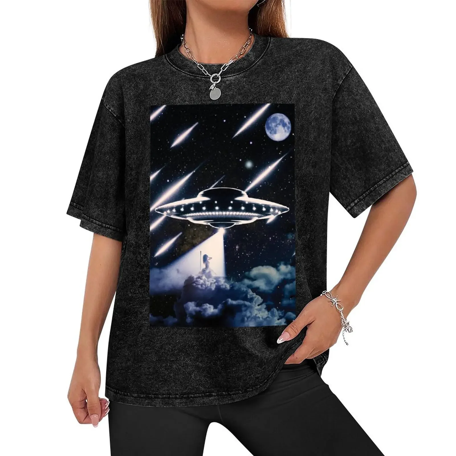 UFO Down Bad Retro Alien TTPD T-Shirt Blouse oversized t shirt heavy weight t shirts for men