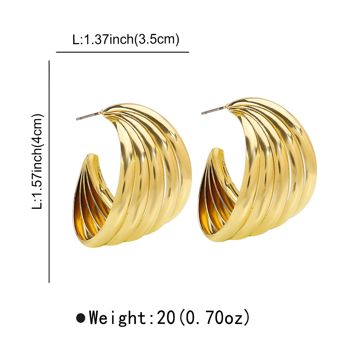 ZAA anting-anting berbentuk C klasik, Anting logam tren 2024, gaya Vintage, hadiah pesta liburan