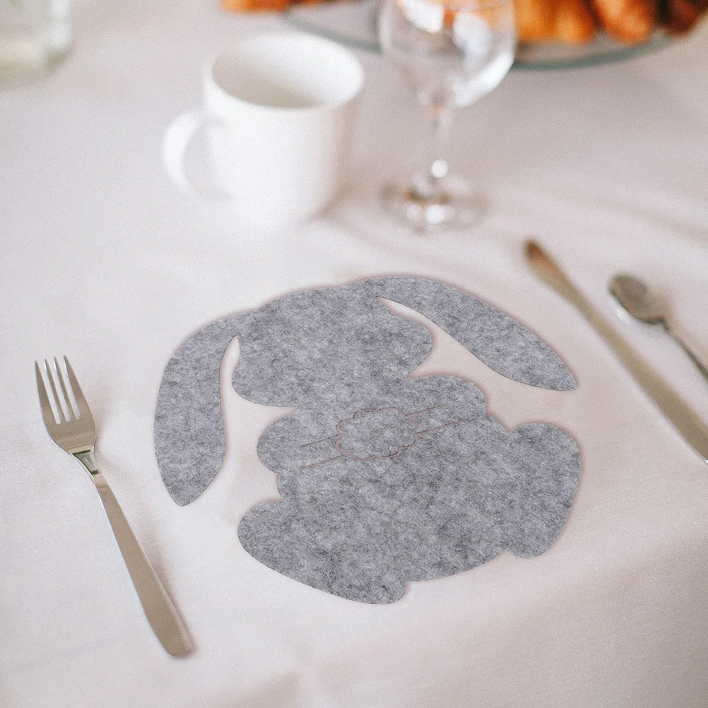 

8pcs Rabbit Cutlery Holder Easter Decorations Tableware Pouch Fork Covers Bunny Utensil Bag Grey Non-woven Fabric Home