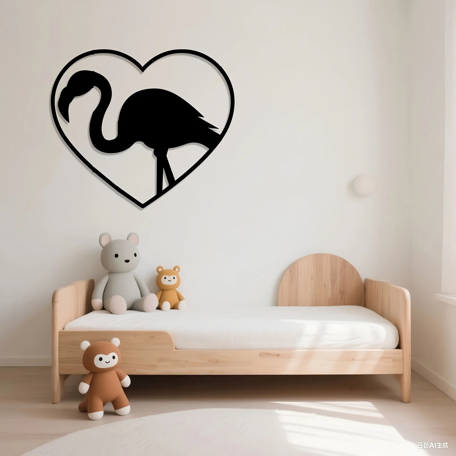 CIFBUY Wrought Iron Flamingo Wall Decor, Heart Shape Metal Art Black Cutout, Tropical Girls Bedroom Nursery Living Room Hanging