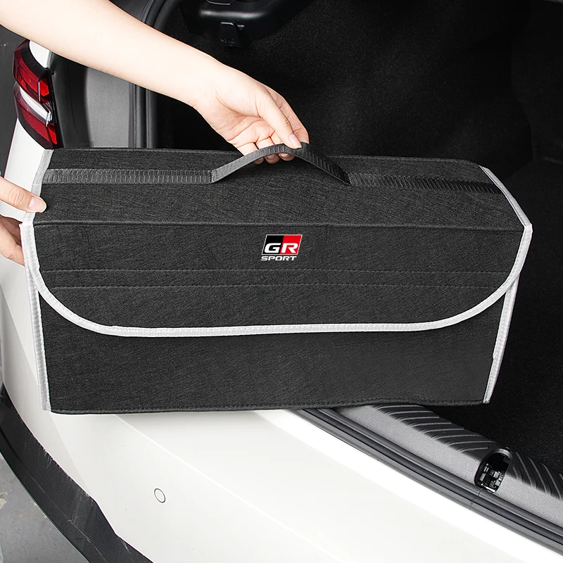 Car Trunk Storage Bag Organizer Foldable Stowing Tidying Container Box For Toyota GR Gazoo Racing Sport C-HR Avensis Prado Prius