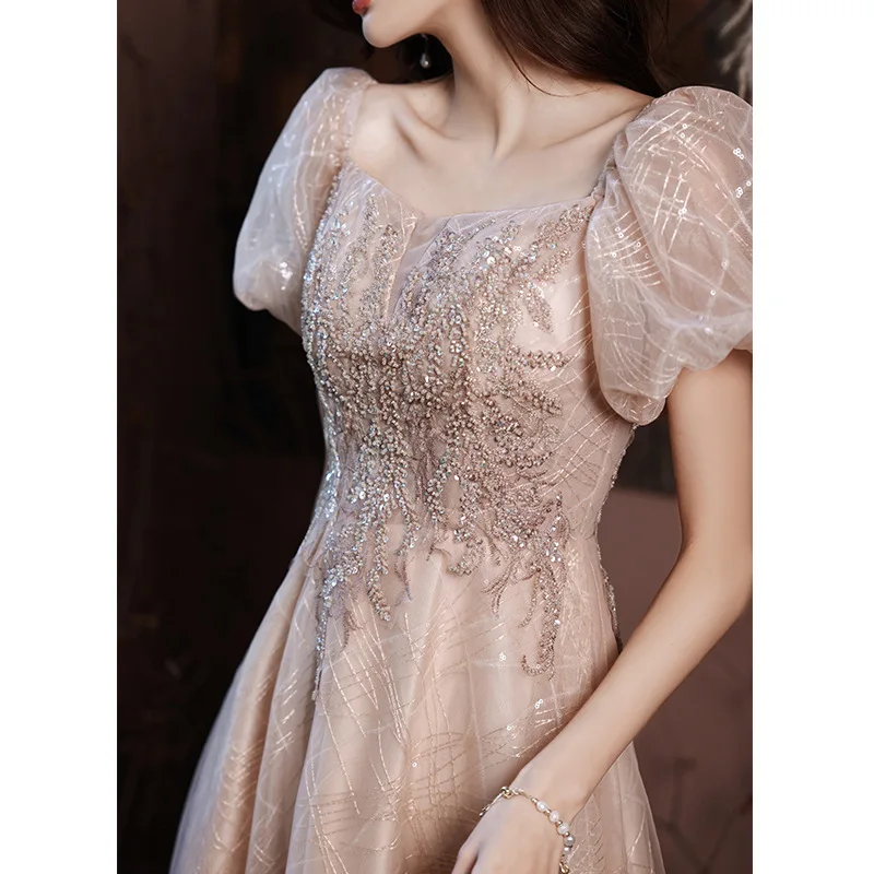 

High-End Affordable Luxury Heavy Industry Evening 2024 New Fairy Dream Student Host Dress Banquet Temperament Summer