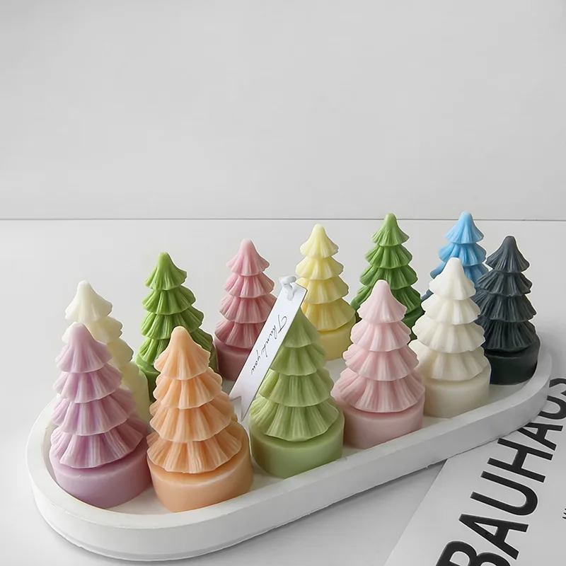 DIY Mini Christmas Tree Silicone Mold Handmade Aroma Candle Plaster Resin Ornaments Molds Soap Candle Making Supplies