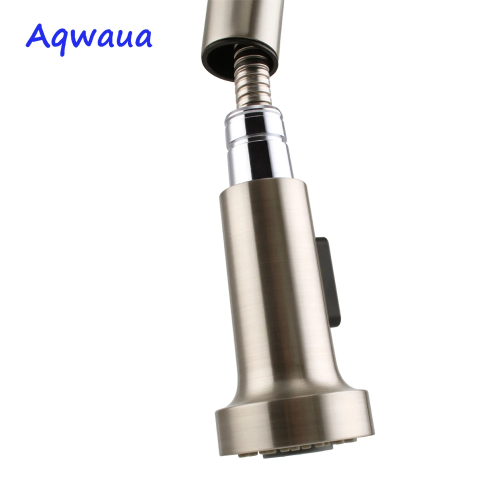 Aqwaua Kitchen Faucet Spout with G1/2 Connector Two-Function ABS Pull-Out Spray Brushed Finish Shower Head Replacement Part