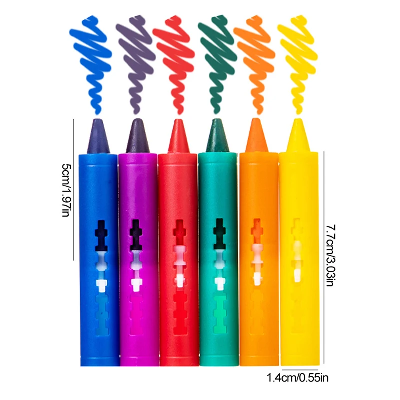 6colors Washable Bath Crayons Set Coloful Drawing in the Tub Easy Clean Pens for Kids Colorful for Fun Art Toy Stationery Supply
