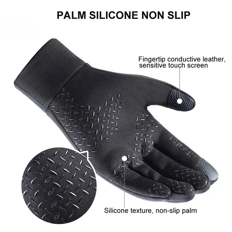 Men Women Winter Warm Gloves Plush Lined Windproof Coldproof Water-resistant Non-slip Touchscreen Gloves for Outdoor Sports