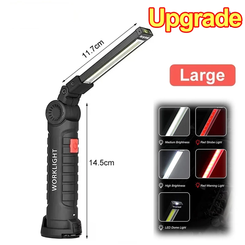 Neue tragbare COB LED Taschenlampe Magnetische Laterne Hängelampe USB wiederaufladbare Arbeitsleuchte mit eingebauter Batterie Camping Taschenlampe 8