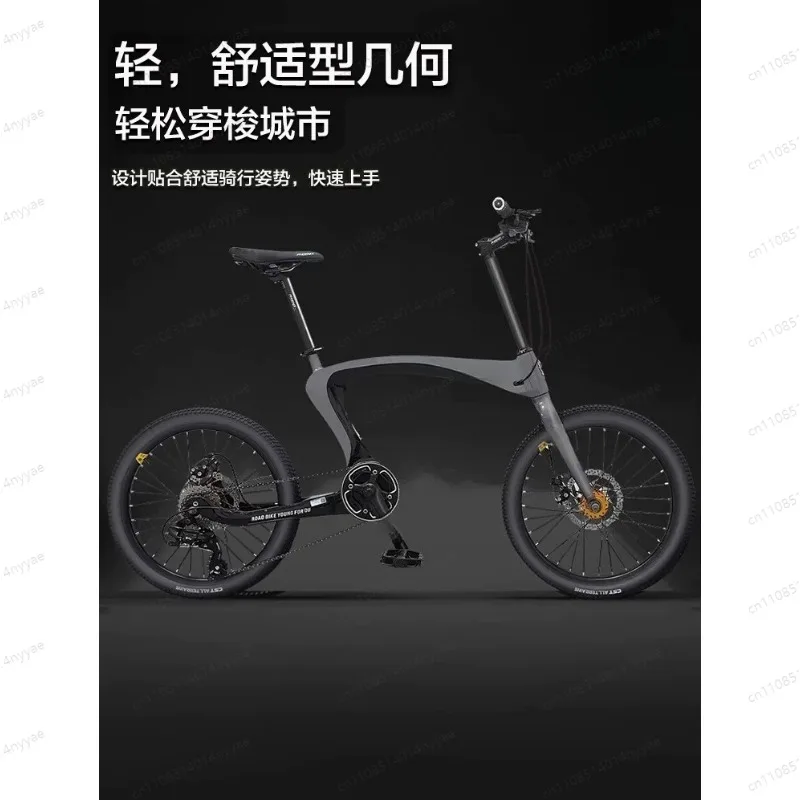 20-Inch Carbon Road Bike, Straight Bar Racing Bicycle with Gears - Lightweight for Youth, Men & Women