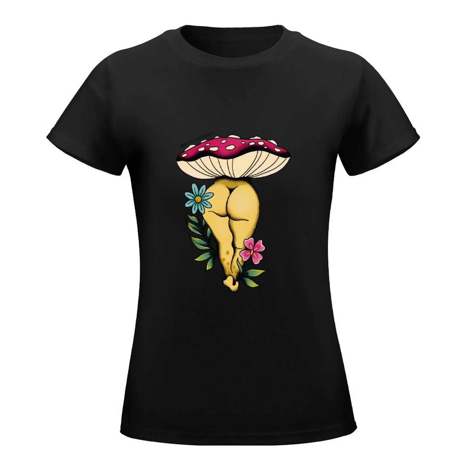 Sexy Mushroom with flower T-Shirt summer clothes customs design your own kawaii clothes t-shirt dress for Women graphic