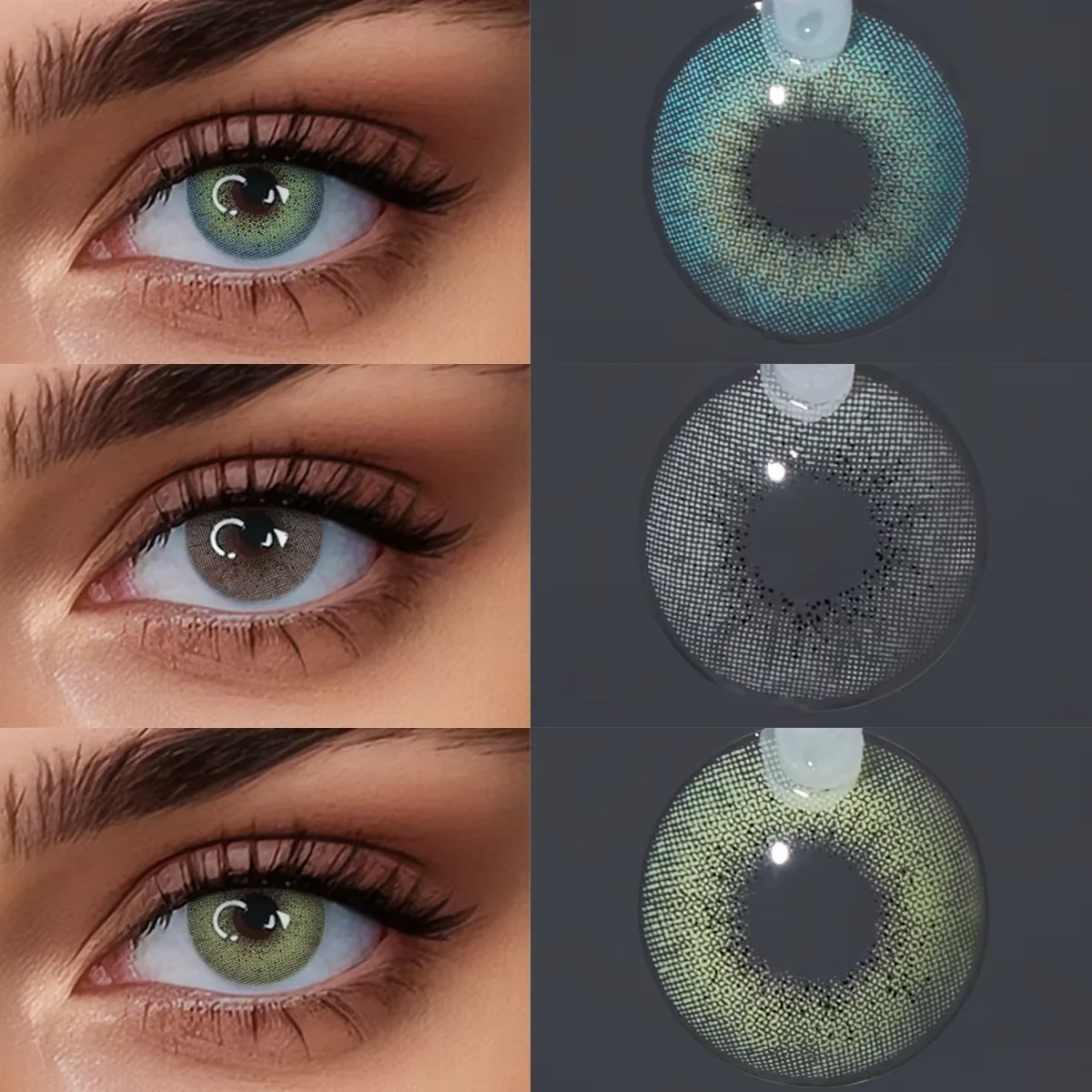 VISUASHOW Lentilles de contact colorées bleu océan naturel demi-annuelles 14,2 mm, lentilles cosmétiques pour embellir les yeux à pupille étroite, pour le maquillage quotidien
