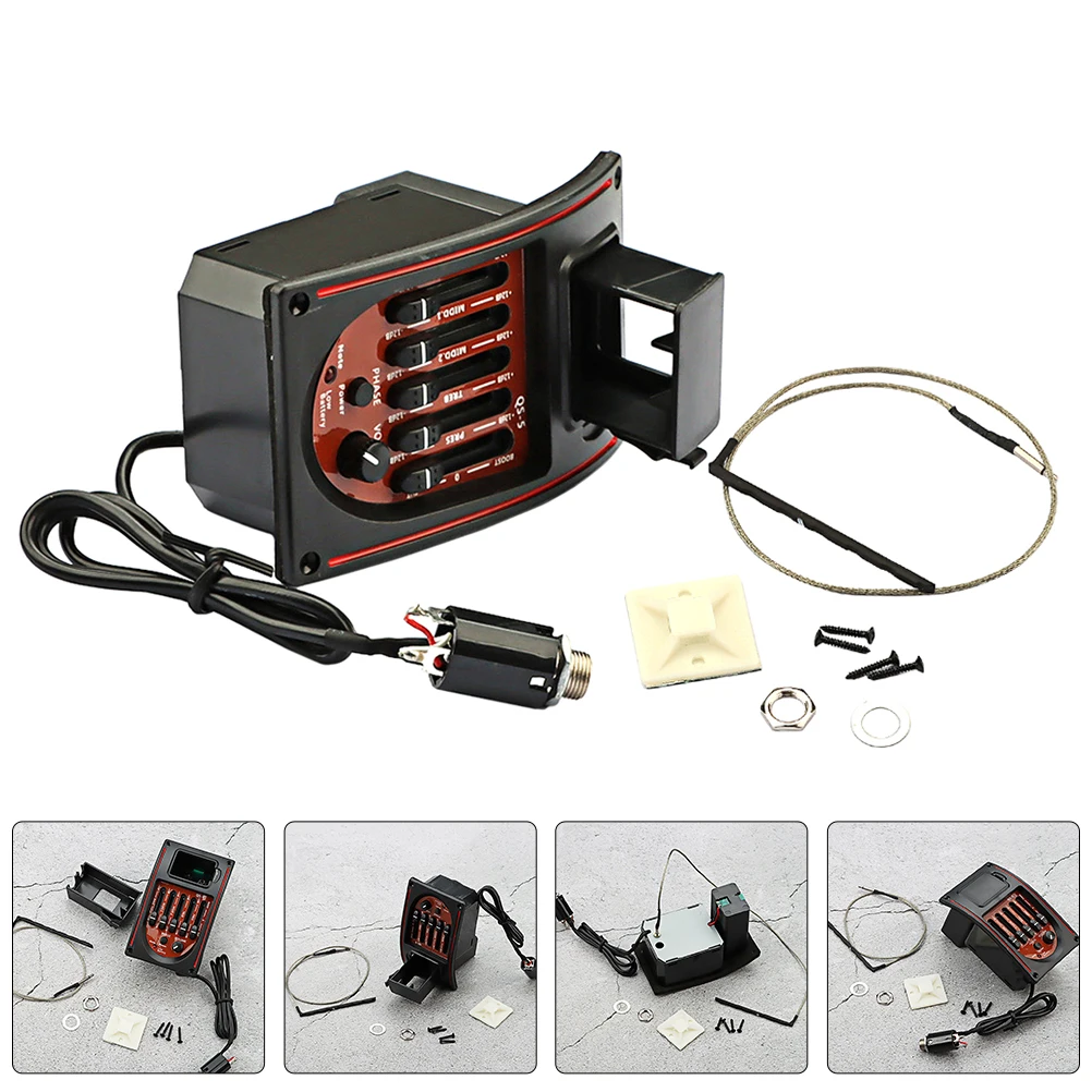 

1 set Guitar Pickup Equalizer System for Acoustic Bass Sound Enhancement Adjustable EQ Circuit Pedal Plastic Clear Tone