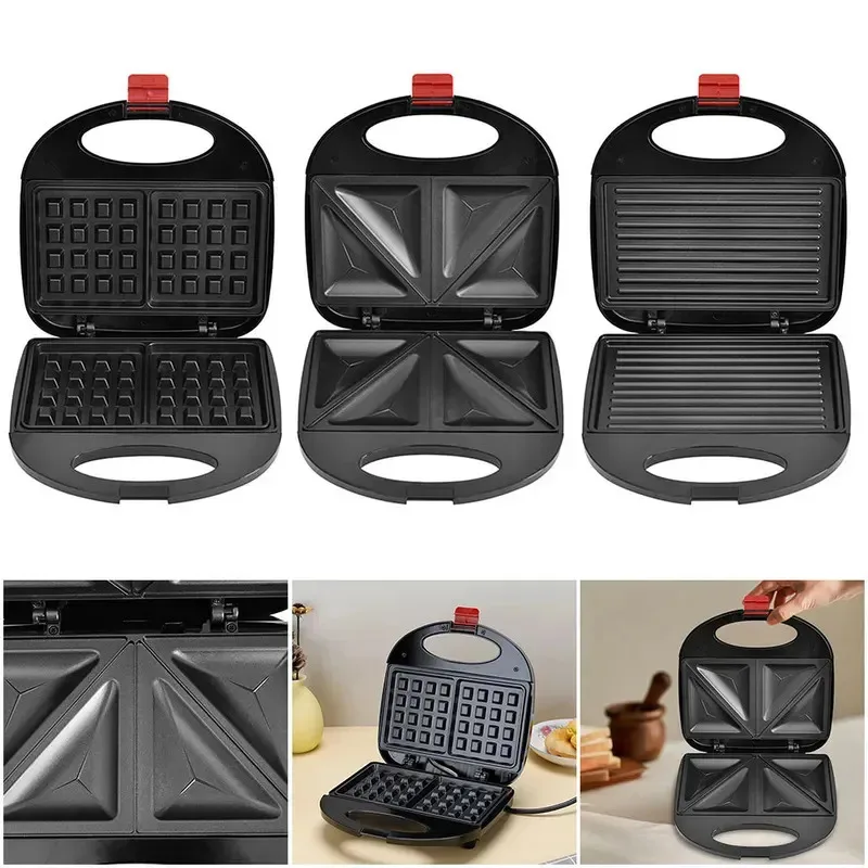 

Портативная вафельница с вилкой европейского стандарта, электрическая маленькая многофункциональная сэндвичница, противень с антипригарным покрытием, легко чистится
