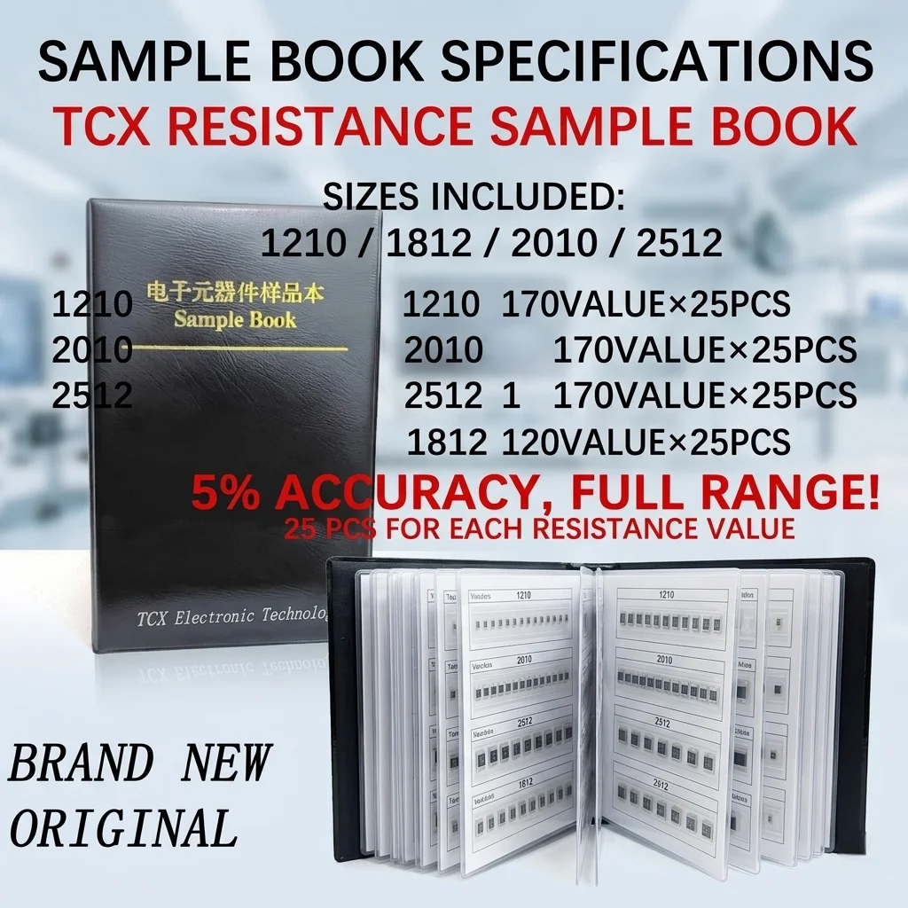 TCX Professional Resistance Sample Book 1210/1812/2010/2512 SMD Resistors 5% Tolerance High-Reliability Kit for BOM Sourcing