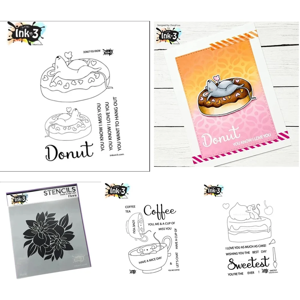 Lying on a Donut Sweetest Clear Stamps And Stencil Diy Molds Scrapbooking Paper Making Cuts Crafts Template Handmade Card