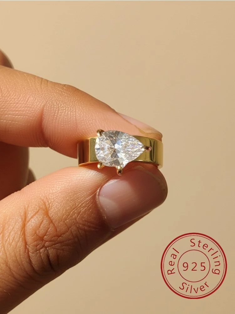 925 Sterling Silber Erweiterte Mode Zirkon Wasser Tropfen Ring Für Frauen, Verlobung, Hochzeit Luxus Hohe Qualität Edlen Schmuck