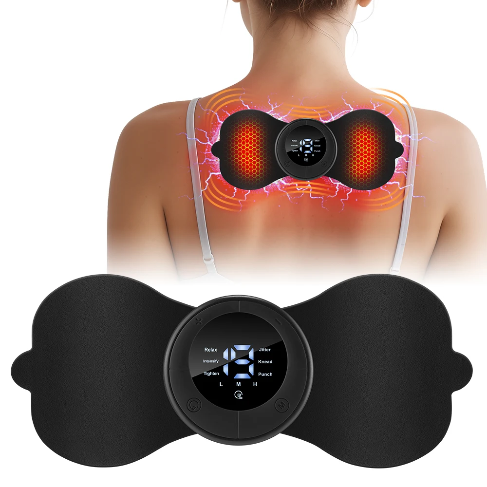Neck Massager EMS 3 Heating19 Intensities Mini Pulse Stimulator for Back Shoulder Waist Leg Arm Promotes Blood Circulation