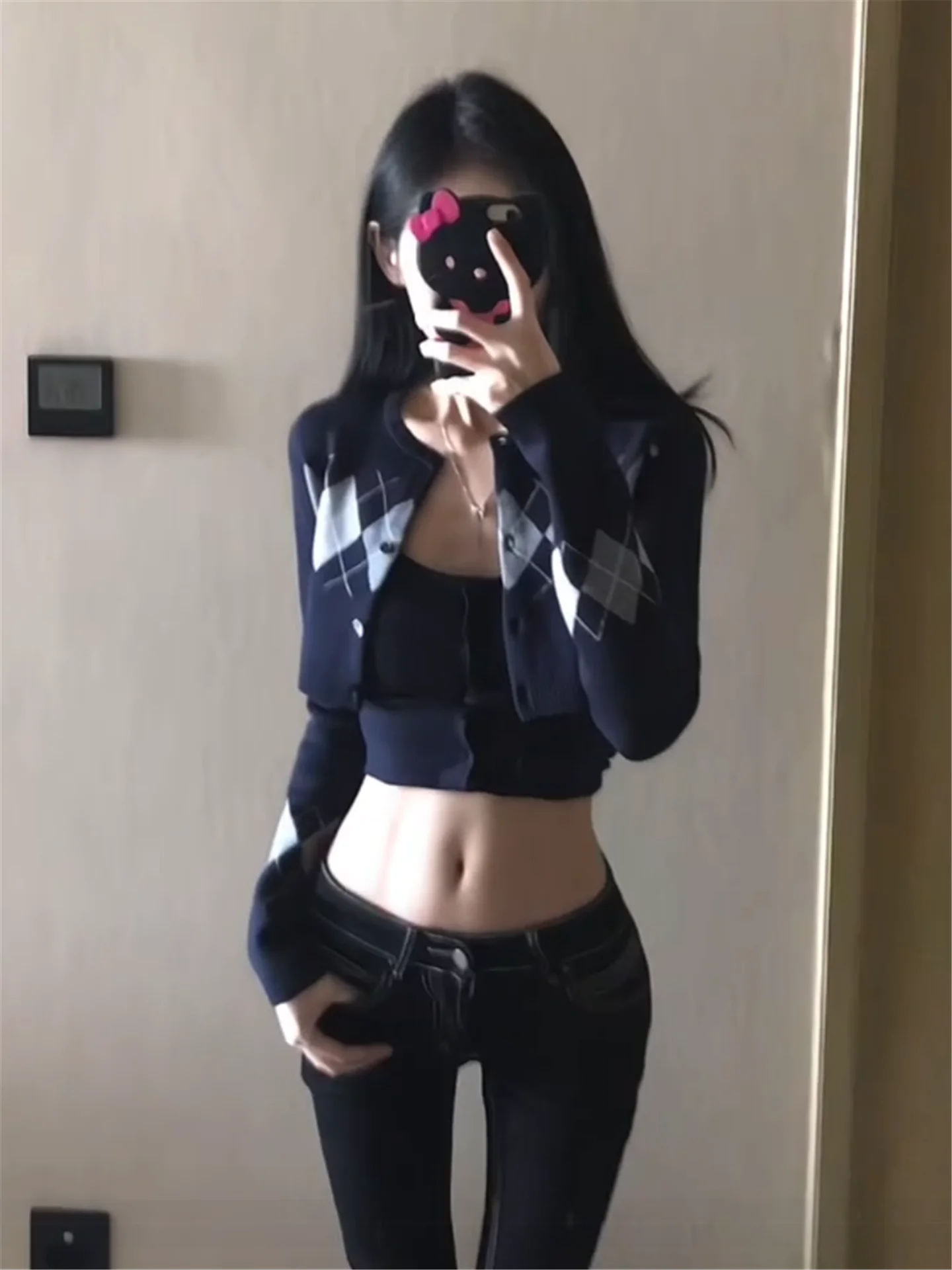 

American Vintage Low Waist Bell Bottom Jeans Women's Extended Length High Waist Slimming Floor Length Pants Spring Cotton