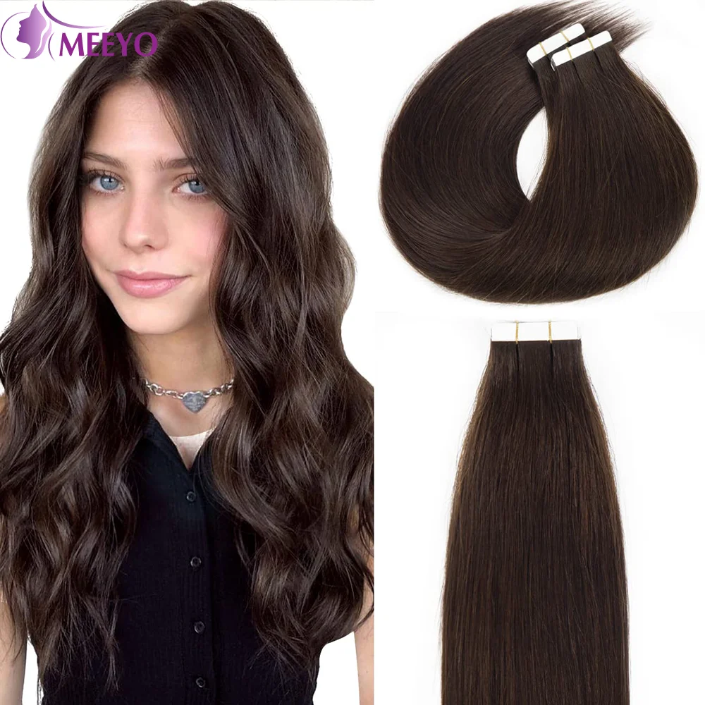 Tape In Hair Extensions Human Hair Seamless Invisible Straight 100% Human Hair Extensions 16-26 Inches For Woman 20Pcs 50G/Pack