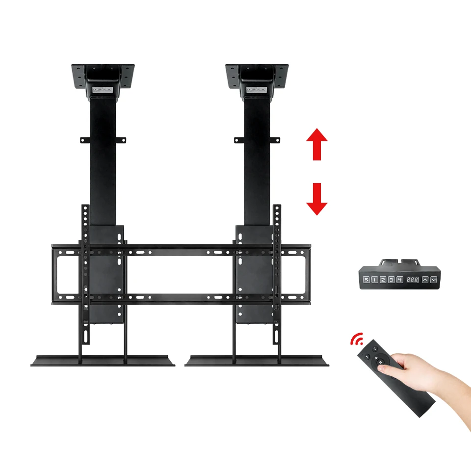 Écran TV élévateur double plafond de grande taille, 85 96 100, support TV déroulant motorisé de 120 pouces, robuste