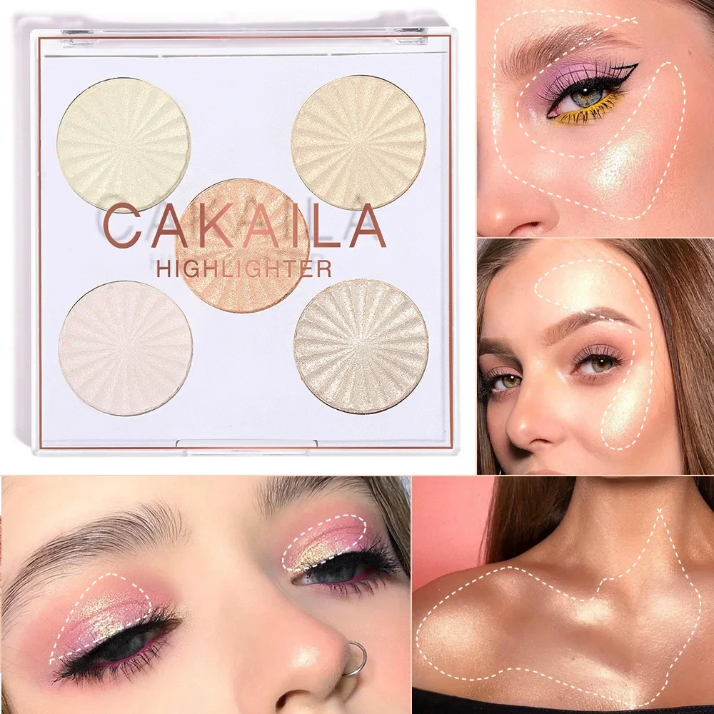 CAKAILA 5Color Baking Powder Mineralize Highlight Contour Palette Makeup Studio Fix Natural Highlighting Contouring Cosmetics