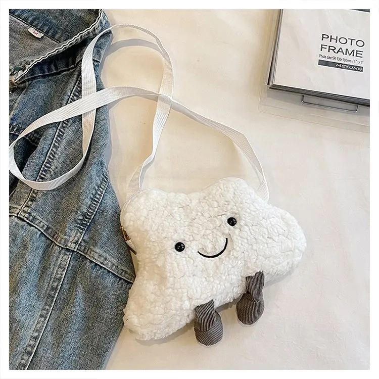 Kawaii Plush กระเป๋าผู้หญิงกระเป๋าใหม่น่ารักการ์ตูน Creative Cloud กระเป๋าสาวไหล่กระเป๋า Crossbody กระเป๋ากระเป๋าสตางค์โทรศัพท์มือถือ