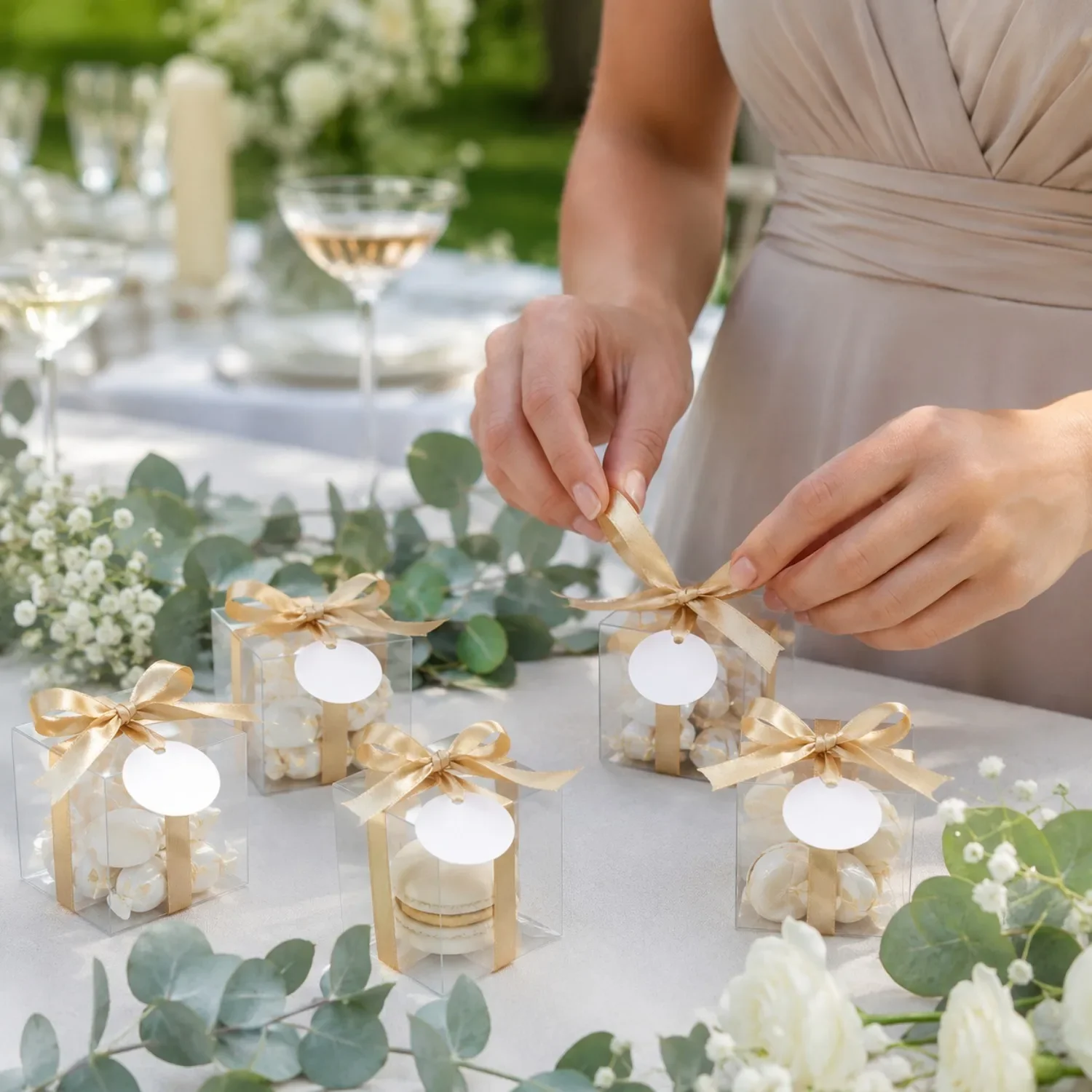 20/50 Transparent Gift Boxes With Gold Wire And Labels, Wedding, Birthday, Baptism, Gift Back Party, Candy Gifts view 4