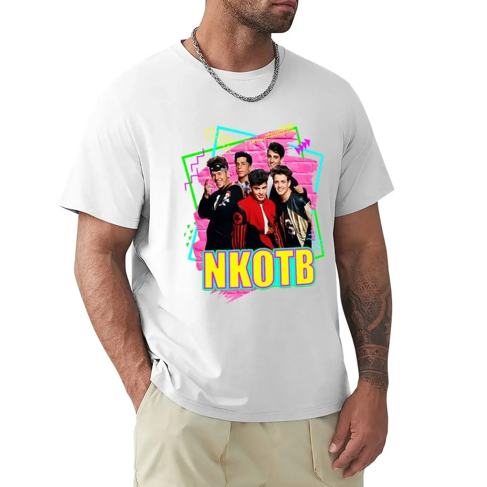 NKOTB-T-Shirt Classique en Coton pour Homme, Vêtement Essentiel, Couleur Unie, Esthétique, Lourd, Col Rond, Tenue Amusante