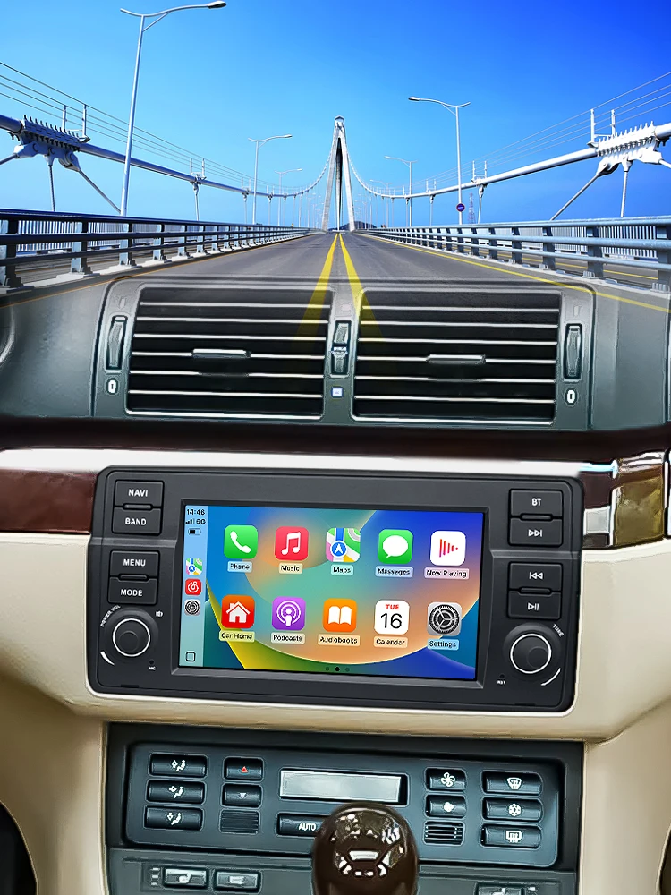 Linux Systeem Draadloze CarPlay Auto voor BMW 3-serie E46 M3 FM DSP Bluetooth Muziek Video Multimedia Spelers Camera's - afbeelding 2