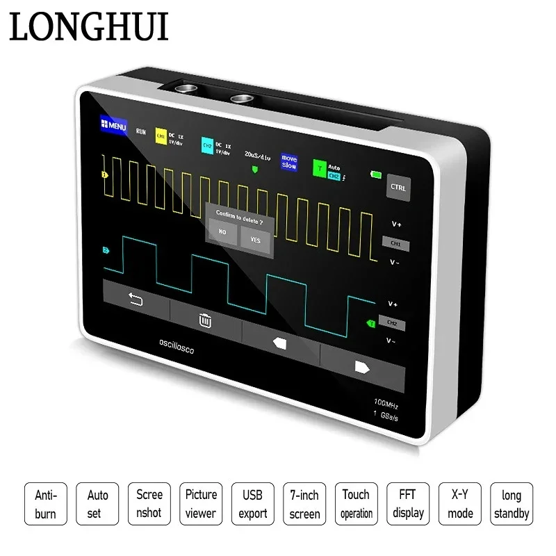 Mini Tablet Digital Oscilloscopes 1013D Tablet Oscilloscopes Host Dual Channel 100M Bandwidth 1GS Sampling Rate Measuring Tools