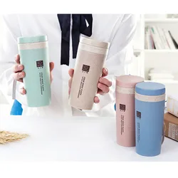 300ML Coffee Mug Creative Plastic Travel Mug Double Wall Vacuum Insulated Tumbler Wide Mouth Tea Cup with Lid