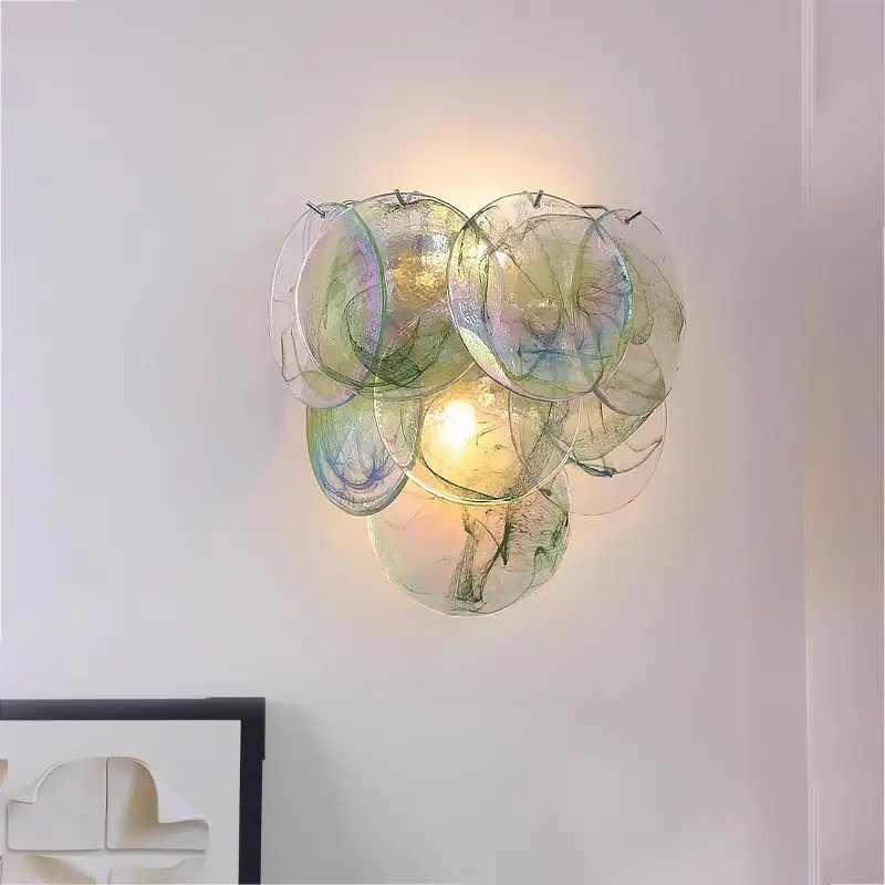 Pink glass wall lamp French romantic dreamy girl heart bedside light luxury creative atmosphere decorative lamp