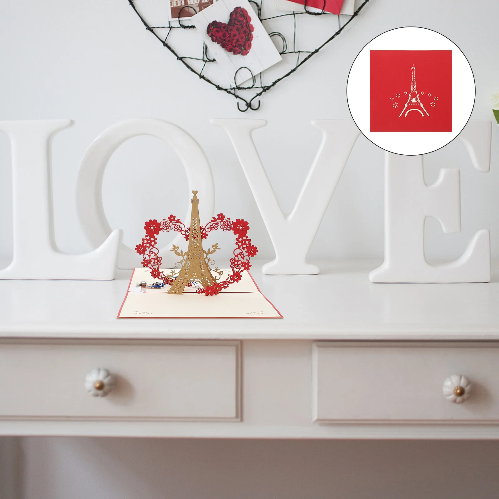 1Set Wedding Birthday Greeting Card 3D Glowing Eiffel Tower Music Light Pop-Up Blessing Gift Eiffel Tower Greeting Card