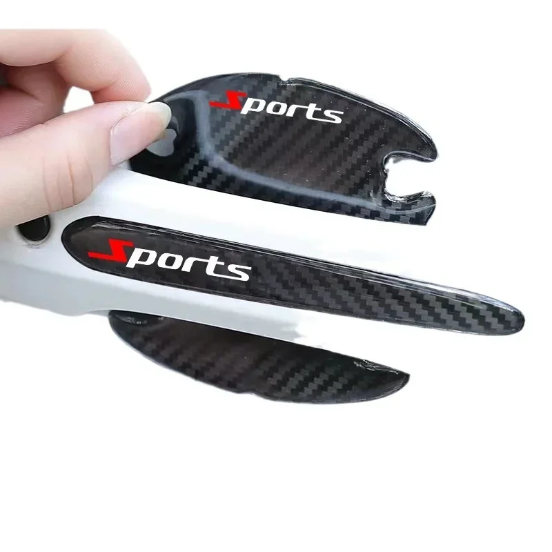 8 قطعة مقبض باب السيارة المضادة للخدش ملصق ألياف الكربون باب السيارة السلطانية مقبض حامي الطلاء خدش حماية غطاء الزخرفية #5